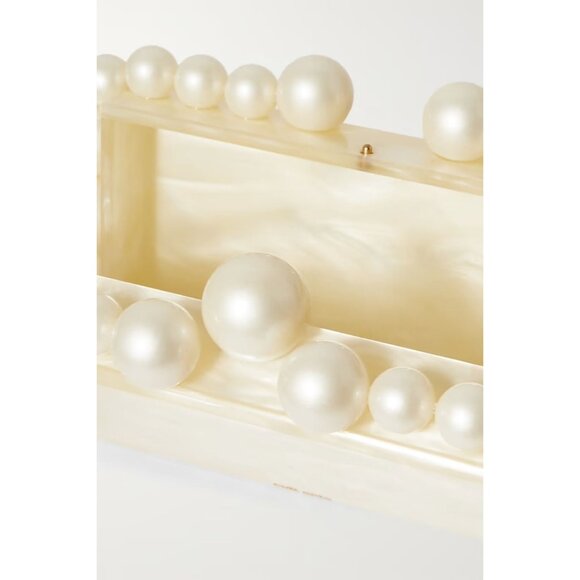 Cult Gaia Eos Beaded Acrylic Box Clutch in Pearl Woth Box Womens Ball Bag - Picture 3 of 16